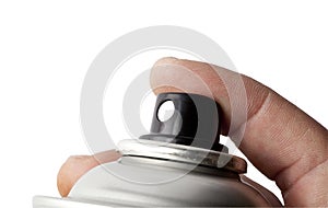 Hand holding spray can