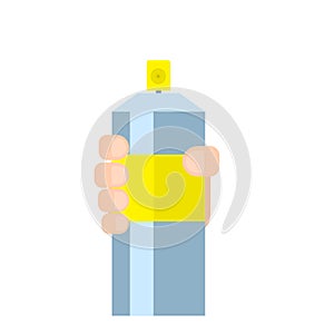 Hand holding spray can