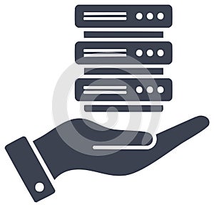 Hand Holding Stack of Servers Information Technology Data Storage