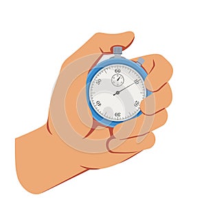 Hand Holding Stopwatch. Deadline, Punctuality, Time Management, Productivity and Optimization Concept Illustration