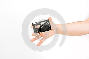 Hand Holding Survival Multi-functional Wallet Card Tool