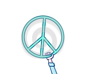 A hand holding a symbol of peace. Peace Sign. Vector illustration