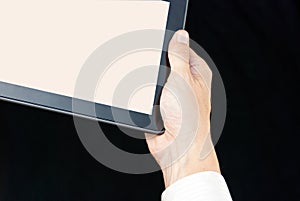 Hand Holding Tablet, Close