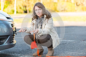 Hand holding tow rope