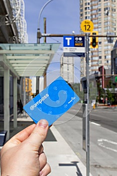 Hand holding a Translink Compass Card