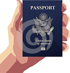 Hand holding united states of america passport