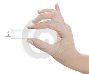 Hand holding USB key storage