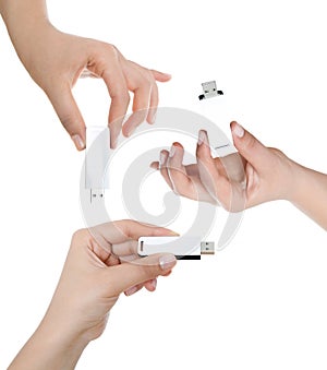 Hand holding USB key storage