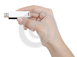 Hand holding USB key storage