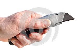 Hand Holding Utility Knife