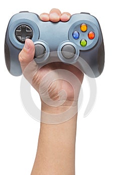 Hand holding video game controller