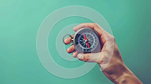The hand holding a compass.AI generated image