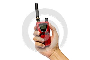 Hand holding walkie-talkie