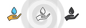 Hand holding water drop icon