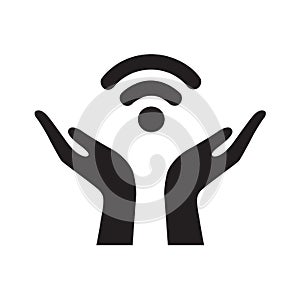 Hand holding wifi icon vector illustration