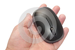 Hand holding wireless mouse