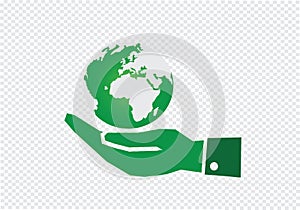 Hand holding world globe