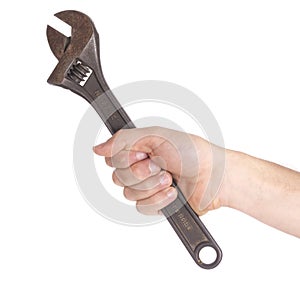 Hand holding wrench