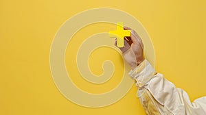 The hand holding plus.AI generated image