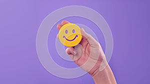 The hand holding smiley. AI generated