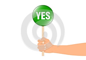 Hand holding yes sign vector illustration