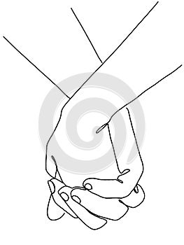 Hand holdings line art illustration