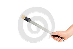 A hand holds a basting brush