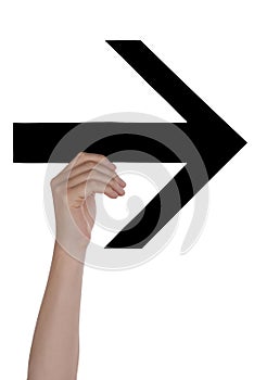 Hand Holds a Black Arrow