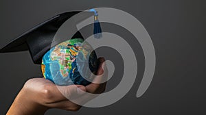 The globe with graduation cap.AI generated image
