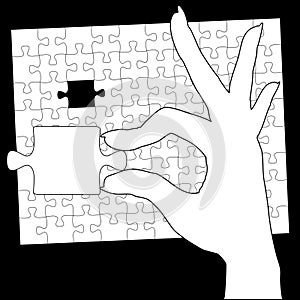 Hand Holds Jigsaw Puzzle Last Piece