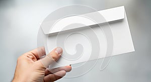 Against a soft blurred background. The envelope is rectangular