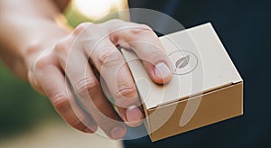 A hand holds a small, rectangular