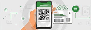 Digital Payment Method Using Smartphone Technology to Display QR Code for Contactless Transactions in a Modern Shopping