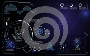 Hand hud interface ui technology innovation computer concept design template background