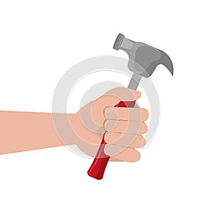 Hand human with hammer icon