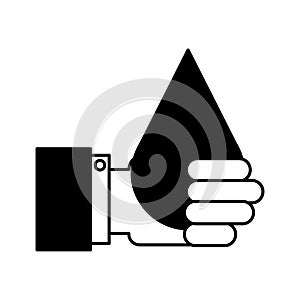 hand human with water drop isolated icon
