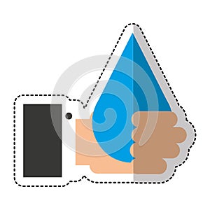 hand human with water drop isolated icon