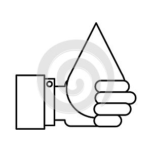 hand human with water drop isolated icon