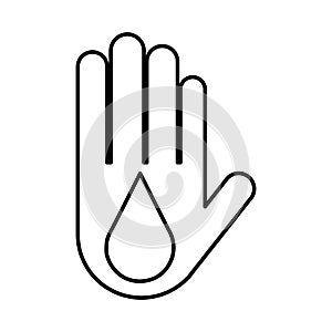 hand human with water drop isolated icon