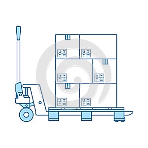 Hand Hydraulic Pallet Truc With Boxes Icon