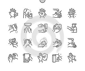 Hand hygiene Well-crafted Pixel Perfect Vector Thin Line Icons 30 2x Grid for Web Graphics and Apps photo