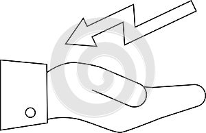 Falling Arrow on Hand Economic Downturn, Loss Concept