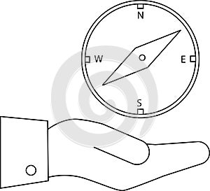 Compass in Hand Outline Direction, Guidance, Navigation