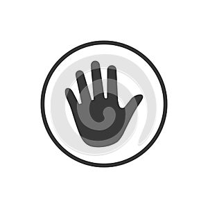 Hand icon in circle . Vector illustration isolated on white background.