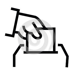 A hand icon inserting a ballot box