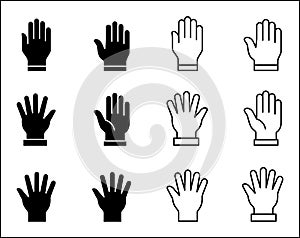 Hand icon. Palm hand icons. Hands symbol collection. Hands icon symbol of participate, volunteer, stop, vote. Vector stock graphic photo