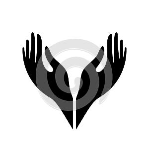 Hand icon. vector illustration of cupped hands