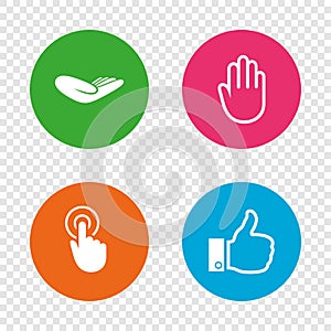 Hand icons. Like thumb up and click here symbols.