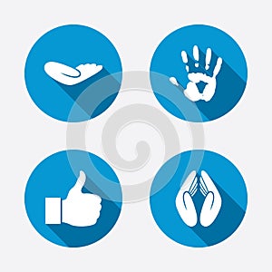 Hand icons. Like thumb up and insurance symbols