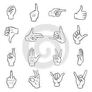 Hand icons set vector outline